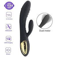 Movable Travel Massger Arbitrary Bending Food-Grade Soft Silicone Dual Motor Large Capacity Battery USB Rechargeable 10 Modes 10 Speeds Waterproof Design Night and Day 24H Use (Black)