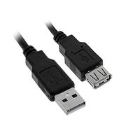 ACL 1 Feet USB 2.0 A Male to A Female Extension Cable, Black, 25 Pack