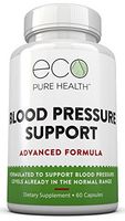 Blood Pressure Support Supplement, with Garlic Powder, Vitamin B6, Vitamin B12, Hawthorn Extract & More, 60 Capsules by Eco Pure Health