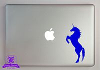 Overly Attached Decals Rearing Unicorn Vinyl Decal Sized to Fit A 11" Laptop - Blue