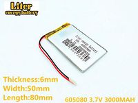 3.7V 3000mAh 605080 Lithium Polymer Ion Rechargeable Battery Lithium Polymer Li-Po Battery for MP4 GPS MP3 Bluetooth Stereo DIY Gift