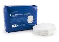 McKesson Disposable Adult Absorbent Underwear, Regular Pull On, Size Medium, Moderate Absorbency. 1 Package containing 4 packs of 20 diapers each. 80 Total.