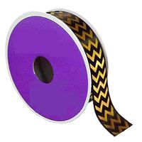 Black & Gold Satin Chevron Stripe Ribbon - 5 Yards