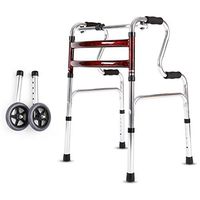 Folding Rollators adjustable walking aid equipped wheel Suitable for the elderly and people with limited mobility load 200KG red (Color : With wheels)