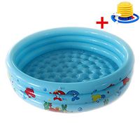 TechCode Swimming Pool Childrens, Portable Baby Toddler Kids Ocean Life Childs Childrens Family Fun Lounge Pool Three Ring Inflatable Pool Swimming Paddling Pool Summer Bathtub - Blue 35x10 Inch