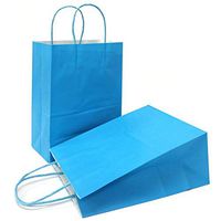 AZOWA Gift Bags Light Blue Kraft Paper Bags with Handles Set of 25 (9.8 x 7.5 x 3.9 in, Blue)