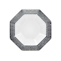 Lillian Tablesettings 10 Count Lacetagon Bowl with Silver Rim, 5 oz, White