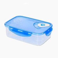 LOCGFF Eco Friendly Lunch Box, Reusable 3-Compartment Divided Food Storage Container Boxes, Microwave and Dishwasher Safe, for Adults and Kids, Blue