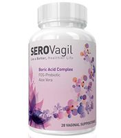 Serovagil Boric Acid Vaginal Suppositories Complex with FOS-Prebiotic (Probiotics Enhancer) & Aloe Vera (800mg Suppository) - pH Balance for Women - No More Odor, Itch - Made in USA.