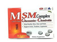 MSM Complex + Gelatin GLUCOSAMINE CHONDROITIN, 30 CT 500MG (Pack of 3)