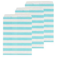 Just Artifacts 24pcs Paper 5"x7" Favor Treat Bags (Horizontal Stripe, Light Blue)