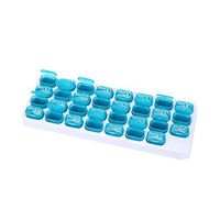 Weite Portable Large 31 Day Pill Box Organizer, Durable Plastic 31 Grids Medicine Tablet Dispenser Travel Monthly Pill Storage Case (Blue)