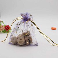 XINdream 100Pcs Organza Mesh Gift Bags, Drawstring Pouches Favor Party Wedding Candy Jewelry Packs Hot Stamping Stars Moon Transparent Mesh Bag (7 * 9cm 10 Colors)