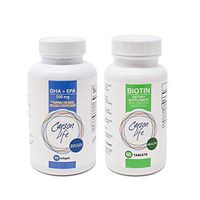 CARSON LIFE - Biotin Supplement (1 Bottle, 60 Tablets) Bundle with DHA & EPA Brain Supplement - (1 Bottle, 60 Capsules) - for Men & Women - Vitamin Promotes Hair Skin and Nails, Memory, Brain