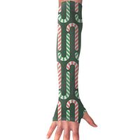 FRS Ltd Unisex Cooling Arm Sleeves Candy Cane Anti-uv Sun Protection Perfect for Driving Fingerless Breathable Gloves (1 Pair)