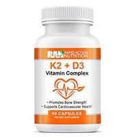 Vitamin K2 with D3 Supplement Complex - Support Strong Bones & Teeth, Promote Cardiovascular and Brain Health, Gluten-Free, Non-GMO, 60 Caps