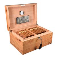 Humidors Cigar 70 Cigar Double Cigar Storage Box Travel Cigarette Case Equipped with Humidifier and Hygrometer Gift (Color : Yellow, Size : 253617cm)
