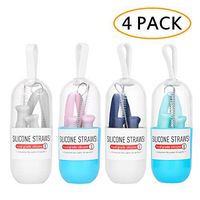 Collapsible Silicone Straw Drinking Reusable - 4 Pack Travel Straws with Carrying Case, Cleaning Brush, BPA Free Non-Rubber, Collapsible & Safe for Kids and Toddlers