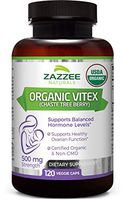 Zazzee USDA Organic Vitex, 500 mg Strength, 120 Veggie Caps, USDA Certified Organic, Potent 4:1 Extract, Made from Whole Organic Chaste Berry, Vegan, All-Natural and Non-GMO
