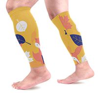 LEVEIS Fall Leaf and Fox Calf Compression Sleeves 1 Pair, Leg Performance Support for Shin Splint Calf Pain Relief Men & Women Guards Sleeves for Running Cycling