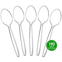 Plasticpro Disposable Clear Plastic Soup Spoons Heavyweight King Size Deluxe Pack of 192