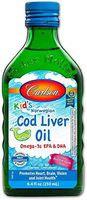 Carlson - Kid's Cod Liver Oil, 550 mg Omega-3s, Vitamins A & D3, Wild Norwegian, Bubble Gum, 250 mL