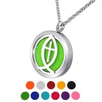 HOUSWEETY Aromatherapy Essential Oil Diffuser Necklace Pendant - Stainless Steel Locket with 24" Chain, 11 Refill Pads(Engraving)