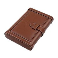 Smoking Set/Cigarette Box Solid Wood Box Leather Surface Cedar Wood Lined Travel Portable Cigar Humidors can Hold 4 Cigars Book-Shaped Leather Box Men's Gift Box Black Brown Mute