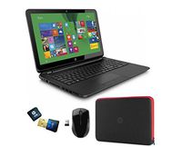 HP 15-f014wm Notebook Bundle/ AMD Quad-Core A8-6410 APU/15 Touchscreen/750GB HD/4GB DDR3L SDRAM