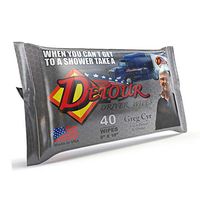 Detour Wet Wipes for Men - Extra Large, Unscented, Camping and Road Shower Body Wash Wipes for Adults, Travel and Post Workout Quick Cleansing Face and Hand Disposable Washcloths (40 Count)