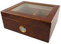 Personalized Visol Janissary Burlwood Glass top Humidor - Up to 25 Cigars with Free Laser Engraving (Diamond Monogram)