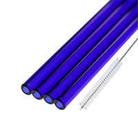 LanJing Glass Smoothie Straws 8mm x 7''- Reusable Drinking Straws with Cleaning Brush for Thick Smoothies, Bubble Tea and Milkshakes