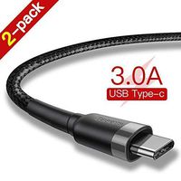USB Type C Cable,Baseus Type C Cable USB C to USB A Charger (2 Pack 2M + 1M), Nylon Braided Fast Charging Cord for Samsung Galaxy S9 S8 Note 8 9, Pixel, LG V30 G6 G5 - Black Grey