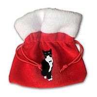 Tuxedo Cat Black and White Cartoon Merry Christmas Xmas Gift Candy Bags Jewelry Toys Treat Small Tiny Little 6 Inch Miniature Drawstring Reusable Bundle Reusable Carrying