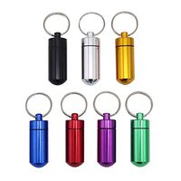 Wakaka Waterproof Aluminum Pill Box Organizers with Keychains, Small Pocket Medicine Fob Containers for Key Rings, Single Chamber Pill Holder for Outdoor Travel, 7 PCS for 7 Days