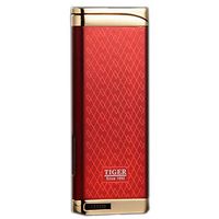 Refillable Blue Flame Adjustable Ultra-Thin Butane Viewable Windproof Cigar Cigarette Lighter Red
