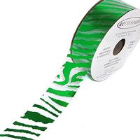 ACI PARTY AND SPIRIT ACCESSORIES Clear Ribbon with Green Zebra Print, 27 yd. Roll