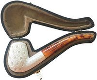 Lattice Bent White Turkish Meerschaum Tobacco Smoking Pipe - 905