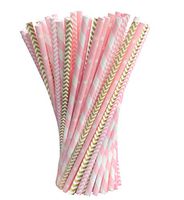 Besteek 200 Pcs Striped Drinking Paper Straws for Birthday, Wedding, Christmas, Celebration, Party Decoration, One Size, 200 pack