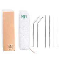 Reusable Stainless Steel Straw Travel Case Bag - 1 - Large Felt Bag, 4 - Metal Drinking Straws and 1 - Cleaner Included - Premium Case for Straws