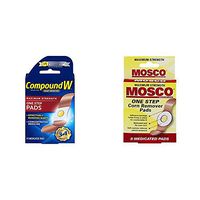 Compound W Wart Remover One Step Pads -14  Maximum Strength Pads &Mosco One Step Corn Remover Pads, Maximum Strength, 8 medicated pads (Pack of 6)