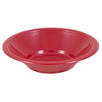 JAM PAPER Disposable Plastic Bowls - Small - 12 oz (7 Inch Diameter) - Red - 20/pack