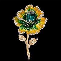 23X Fashion Flower Pattern Brooch Pin Crystal Pearl Women Collar Corsage jewelry Popular Novelty Party Woman Jewerly | Choose Style - #6 Glass flower-Yellow