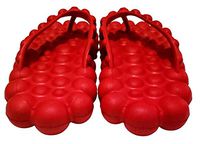 Massage Bubbles Reflexology Flip Flop Sandals (7, Red)