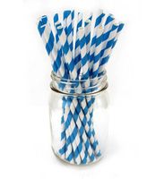 Striped Paper Straws - Navy Blue White - 7.75 Inches - 100 Pack - Outside the Box Papers Brand