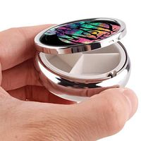 Cheshire Cat in Alice in Wonderland Paintings Custom Round Silver Pill Box Pocket 2.1 inches Medicine Tablet Holder Organizer Case for Purse