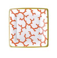 Caspari The Coral Sea Square Paper Salad & Dessert Plates in Coral, 8 Per Package