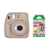 Fujifilm Instax Mini 8+ Instant Film Camera (Cocoa) with Instant Film, 2 x 10 Shoots (Total 20 Shoots) + Colorful Photo Frame Stickers 20 pcs