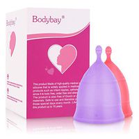 Bodybay Menstrual Cup，Set of 2 Periods Kit with FDA Registered，Best Feminine Alternative Protection to Tampons and Cloth Sanitary Napkins(Purple&red, Small)