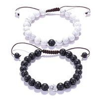 Yeegor Men Women Double Layers 8mm Lava Rock Stone Aromatherapy Essential Oil Diffuser Bracelet Braided Rope Natural Stone Yoga Beads Bracelets(Style C)